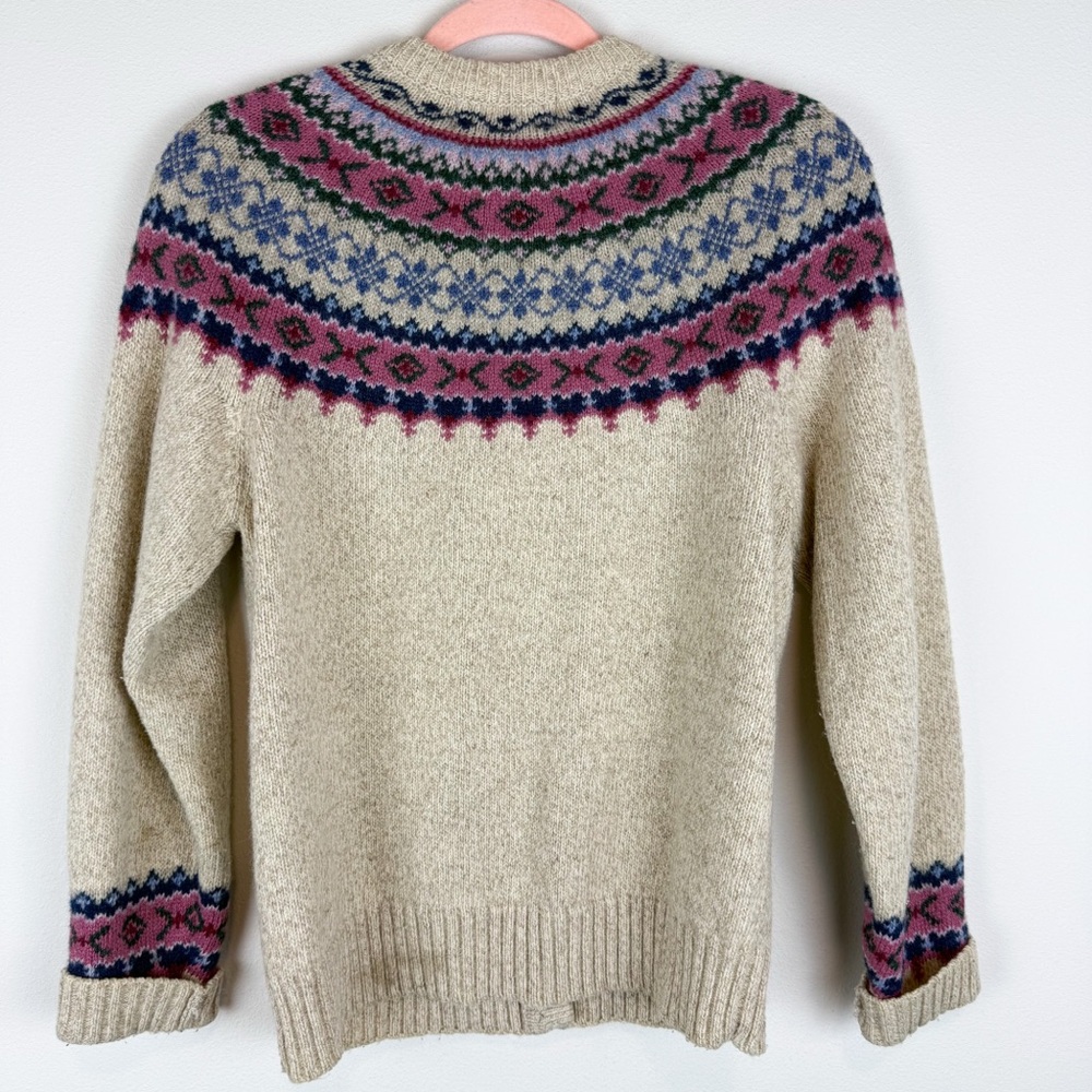 (2) Bundle Vintage Eddie Bauer Wool Fair Isle Cardigan Sweater Size Medium - Picture 5 of 15